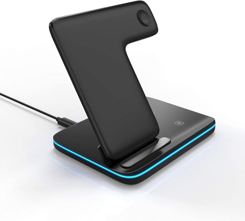 Base de Carregamento por Indução (Sem-fio) para iPhones e Smartphones  3 em 1 Super Potente 15w e 30w Turbo