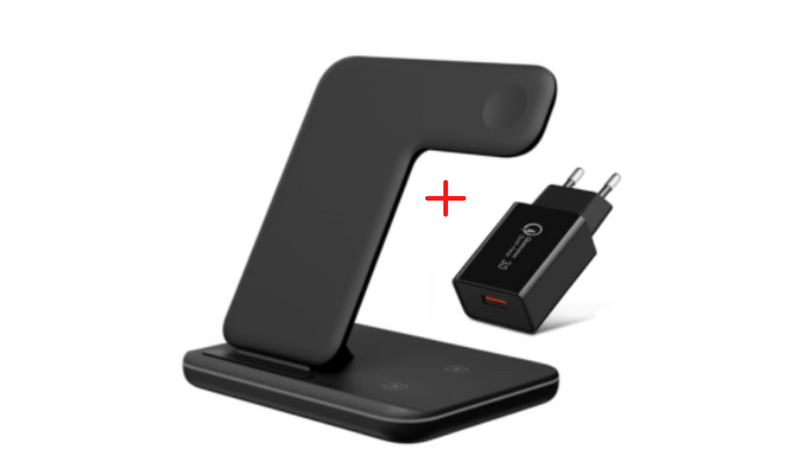 Base de Carregamento por Indução (Sem-fio) para iPhones e Smartphones  3 em 1 Super Potente 15w e 30w Turbo