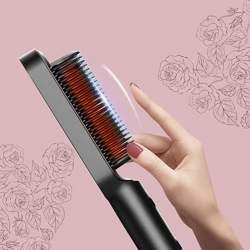 Alisador de Cabelo Profissional Multifuncional 2 em 1 com Escova de Penteado e Aquecimento Rápido