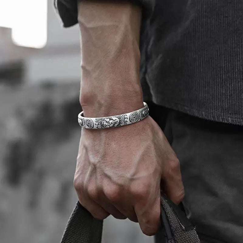 Bracelete Pixiu De Prata 925 Para Atrair Boa Sorte E Riqueza