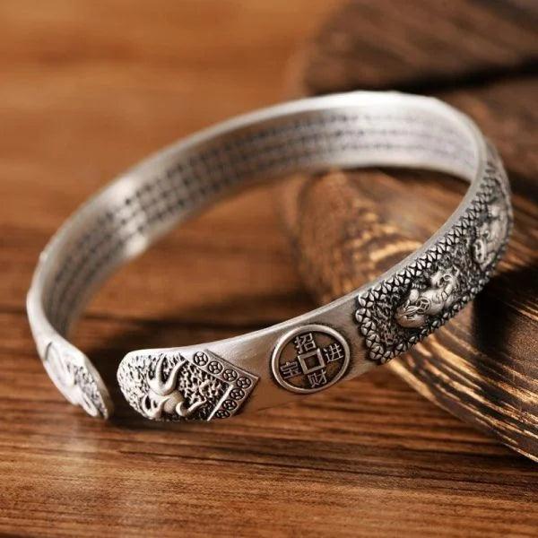 Bracelete Pixiu De Prata 925 Para Atrair Boa Sorte E Riqueza