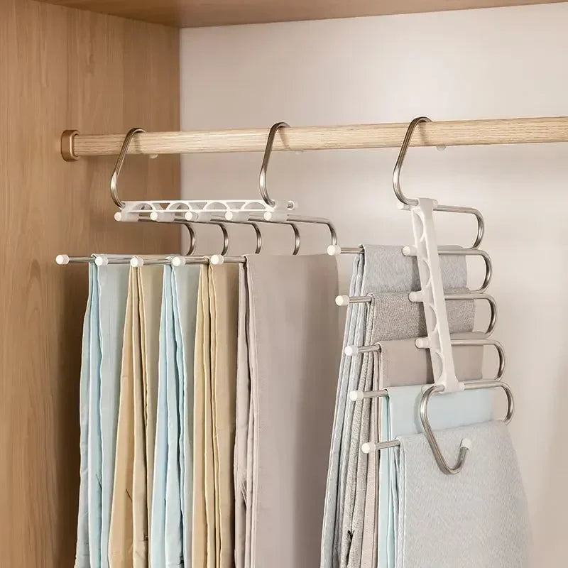 Cabide Organizador de Roupas Dobrável Multiuso de 5 Camadas e Aço Inoxidável