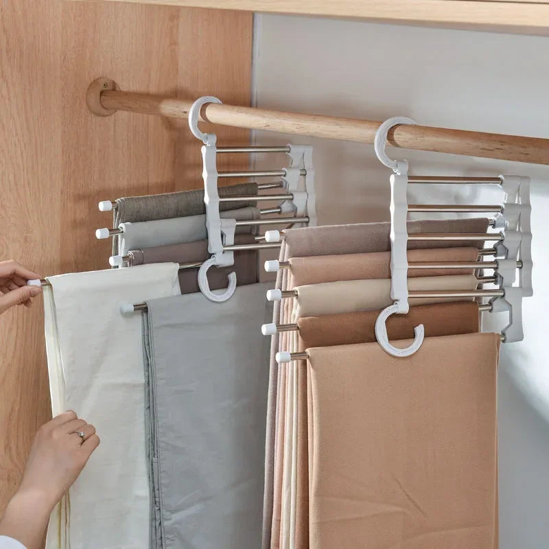 Cabide Organizador de Roupas Dobrável Multiuso de 5 Camadas e Aço Inoxidável