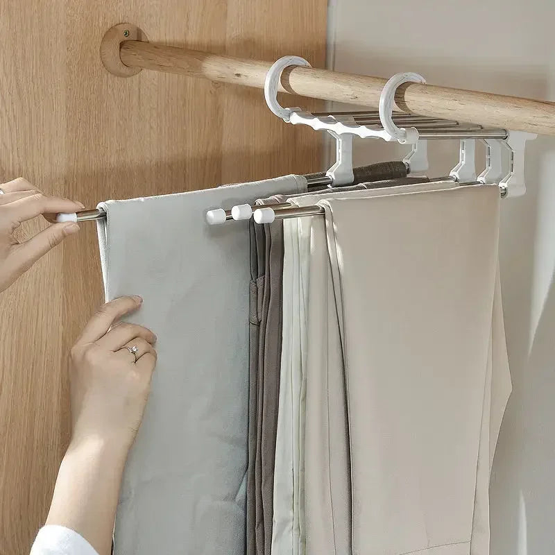Cabide Organizador de Roupas Dobrável Multiuso de 5 Camadas e Aço Inoxidável