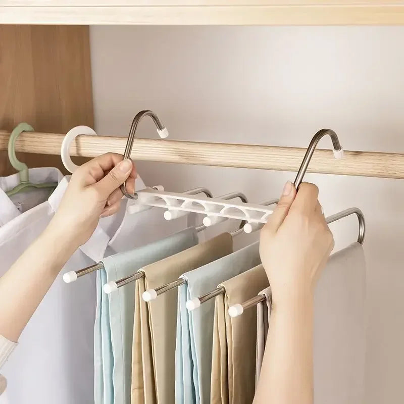 Cabide Organizador de Roupas Dobrável Multiuso de 5 Camadas e Aço Inoxidável
