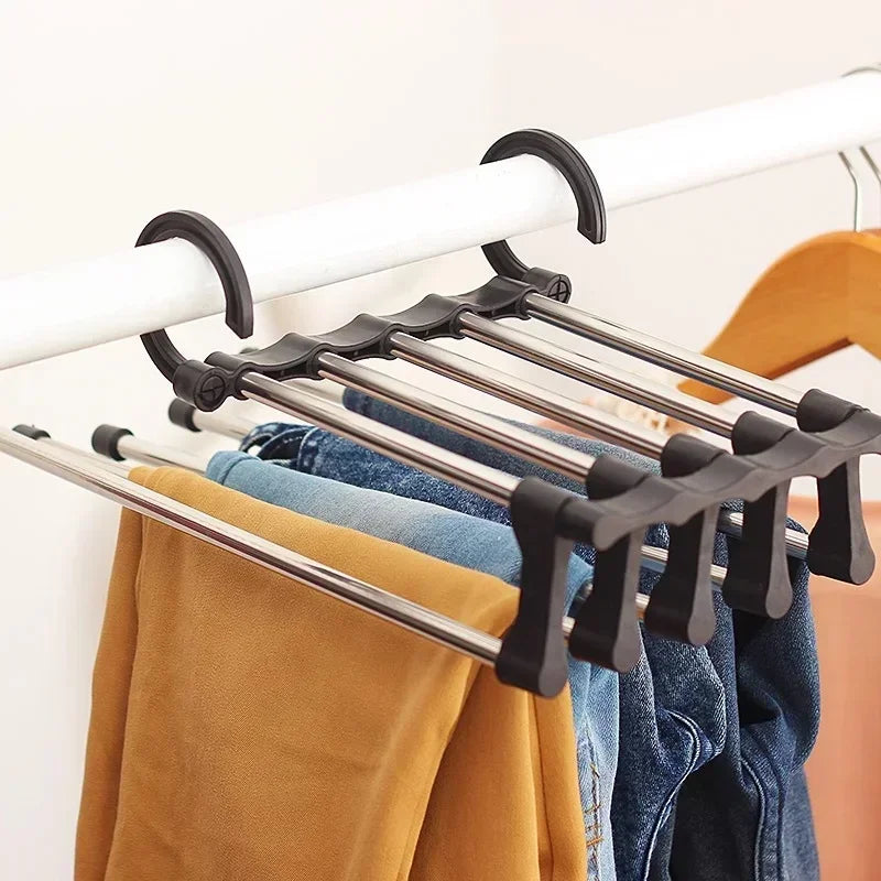 Cabide Organizador de Roupas Dobrável Multiuso de 5 Camadas e Aço Inoxidável