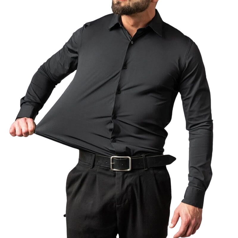 Camisa Masculina Flexível Elástica Confortável Tecido Poliéster