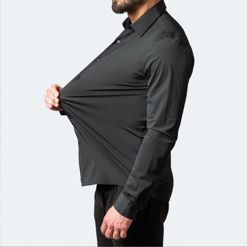 Camisa Masculina Flexível Elástica Confortável Tecido Poliéster