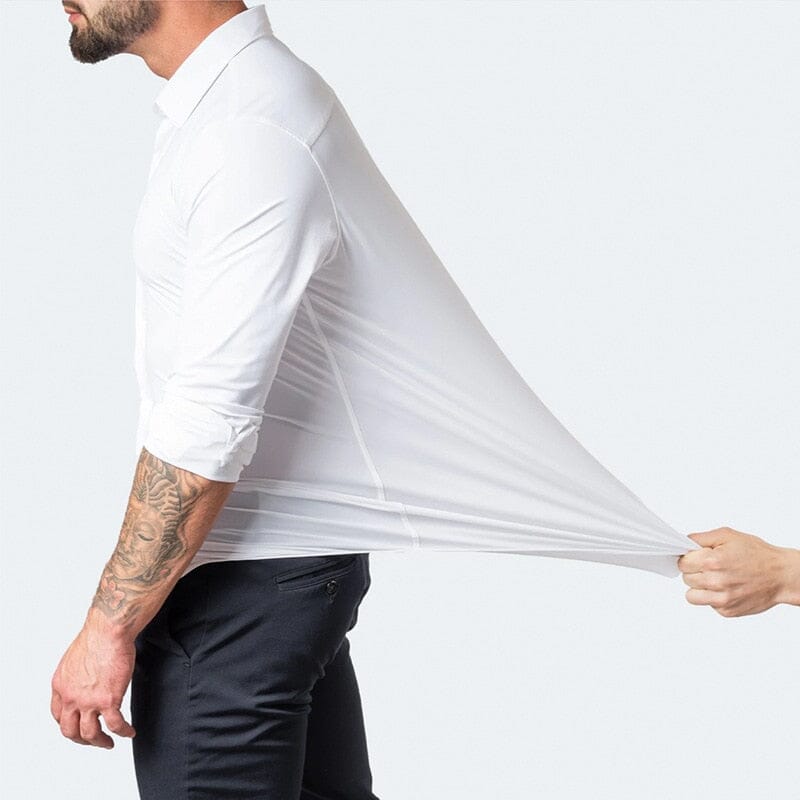 Camisa Masculina Flexível Elástica Confortável Tecido Poliéster