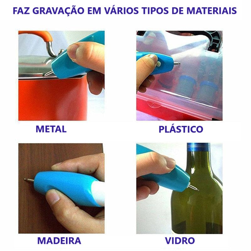 Caneta de Gravação Elétrica para Plástico Metal Vidro e Madeira