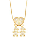 Colar Amor de Mãe em Forma de Coração Banhado a Ouro 18k