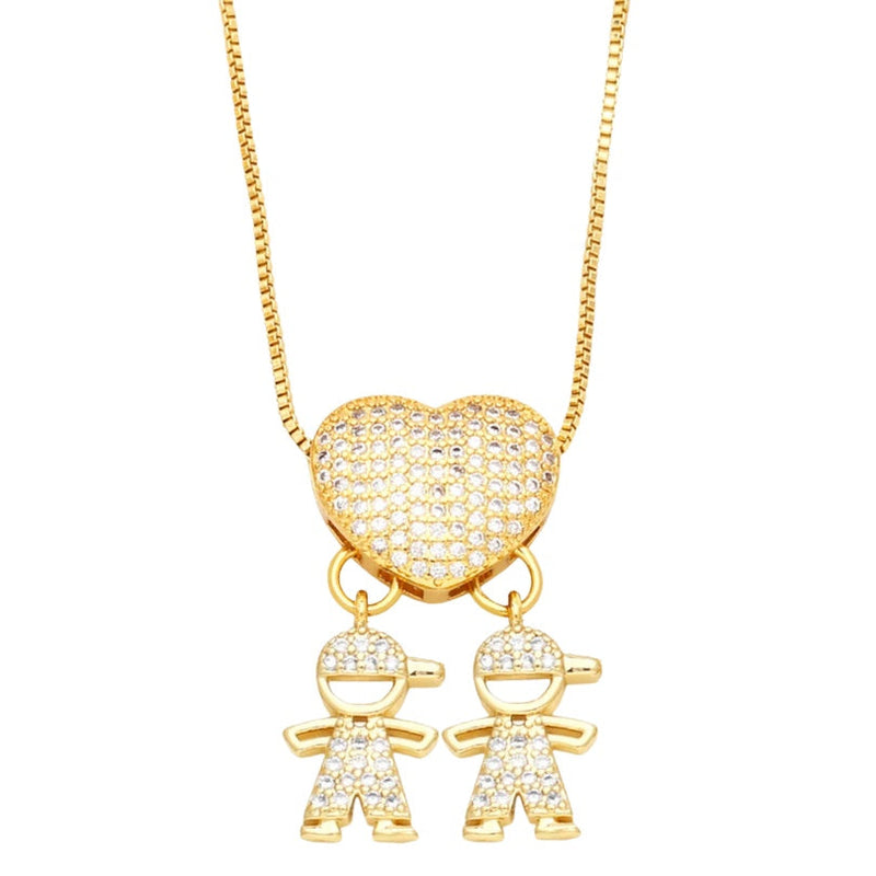 Colar Amor de Mãe em Forma de Coração Banhado a Ouro 18k