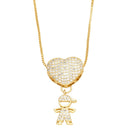 Colar Amor de Mãe em Forma de Coração Banhado a Ouro 18k