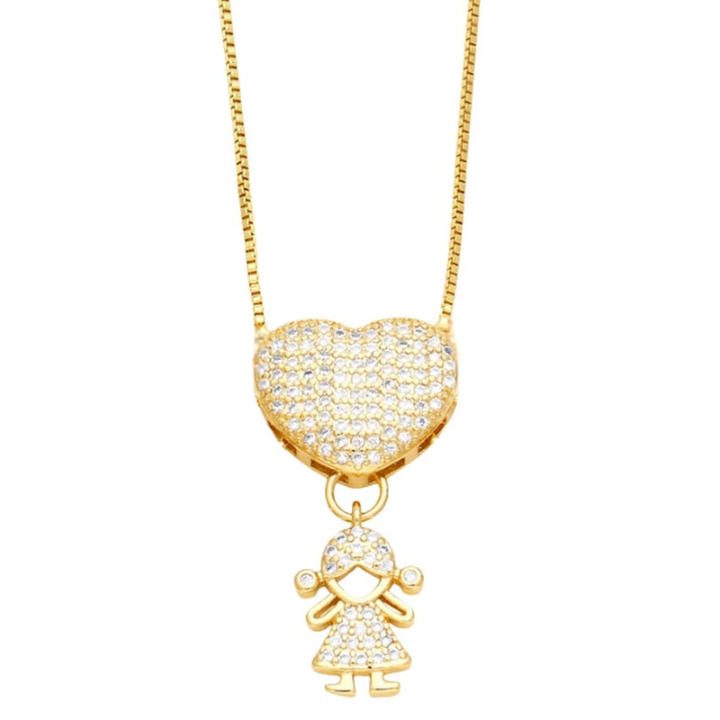 Colar Amor de Mãe em Forma de Coração Banhado a Ouro 18k