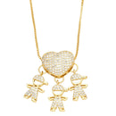 Colar Amor de Mãe em Forma de Coração Banhado a Ouro 18k