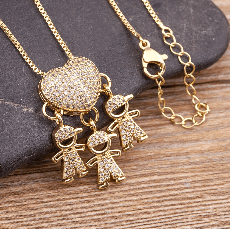 Colar Amor de Mãe em Forma de Coração Banhado a Ouro 18k