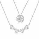 Colar de Trevo da Sorte e 4 Corações Aço Inoxidável