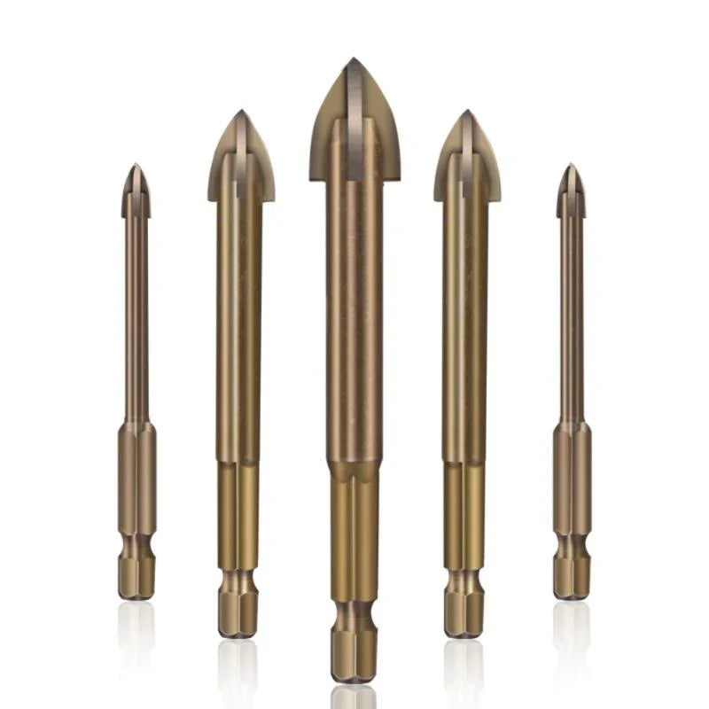 Conjunto de Brocas de Encaixe Multiuso 5 e 7 Peças Perfura Metal Azulejo Vidro Concreto Mármore Madeira e Chapa de Aço