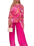Conjunto Calça e Blusa Lauren Manga Rosa