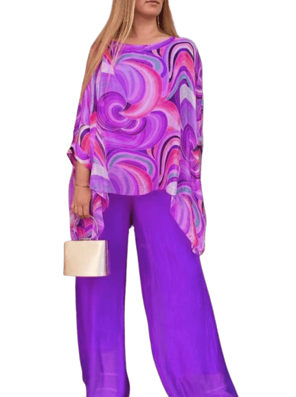 Conjunto Calça e Blusa Lauren Manga Rosa