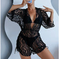 Conjunto Tropical 3 Peças Maiô Body e Biquíni com Decote em V