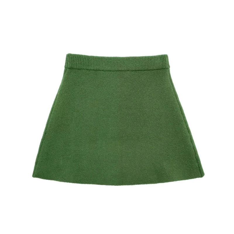 Conjunto Verde Outono Inverno Suéter e Minissaia Monocromática Toronto