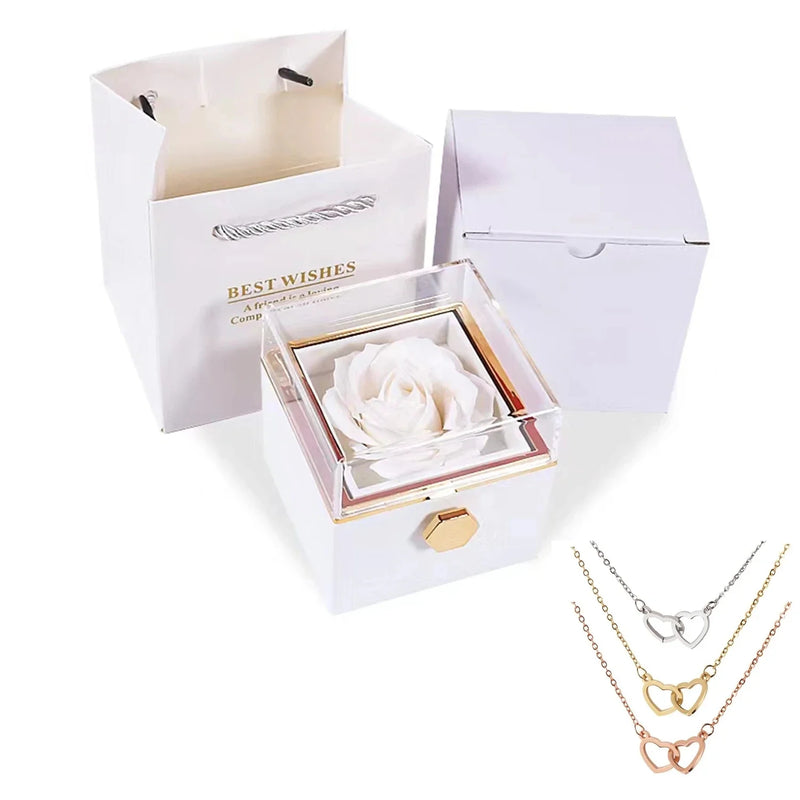EternalLove Colar com Caixa de Rosas Rotativa para Presentear Quem Você Ama