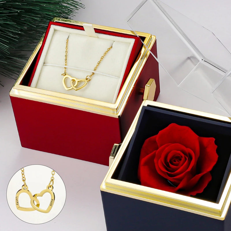 EternalLove Colar com Caixa de Rosas Rotativa para Presentear Quem Você Ama