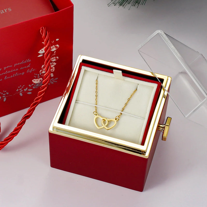 EternalLove Colar com Caixa de Rosas Rotativa para Presentear Quem Você Ama