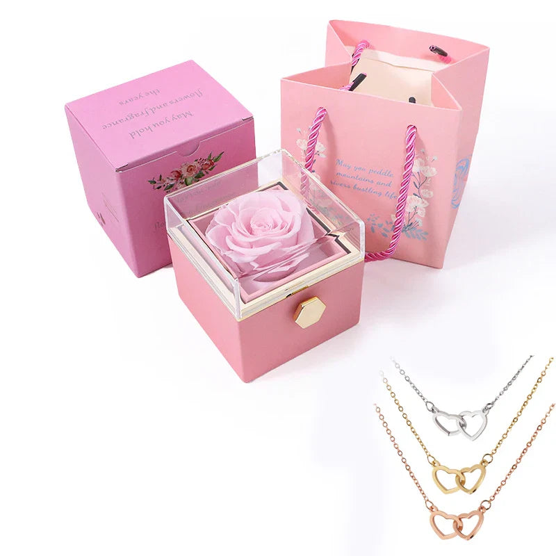 EternalLove Colar com Caixa de Rosas Rotativa para Presentear Quem Você Ama