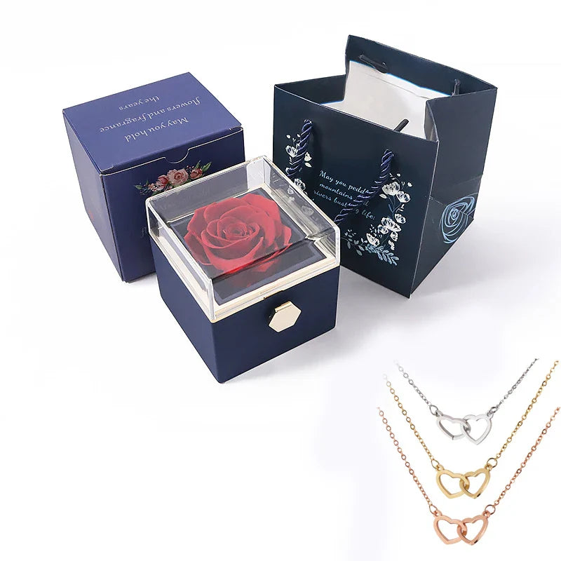 EternalLove Colar com Caixa de Rosas Rotativa para Presentear Quem Você Ama
