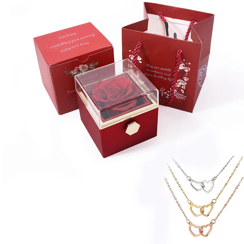 EternalLove Colar com Caixa de Rosas Rotativa para Presentear Quem Você Ama