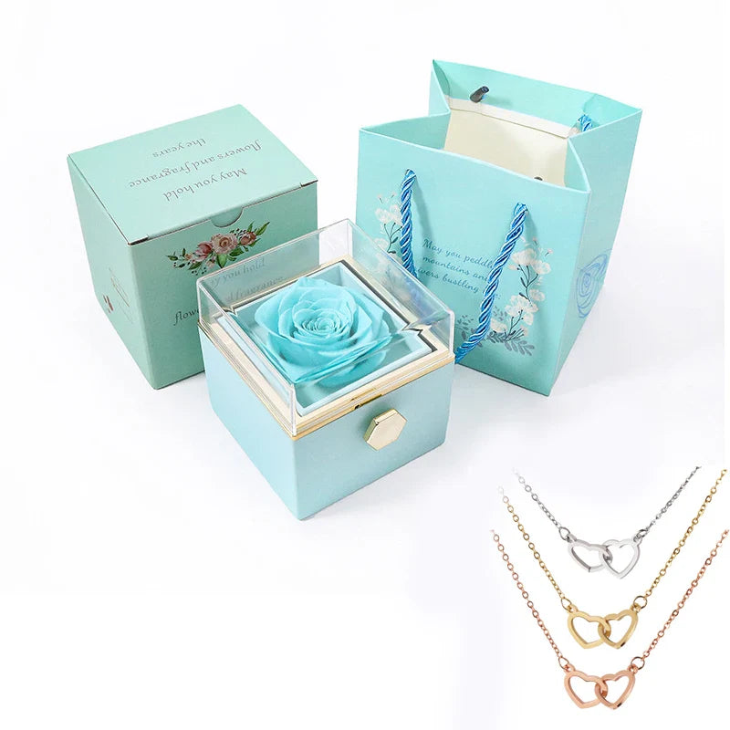 EternalLove Colar com Caixa de Rosas Rotativa para Presentear Quem Você Ama