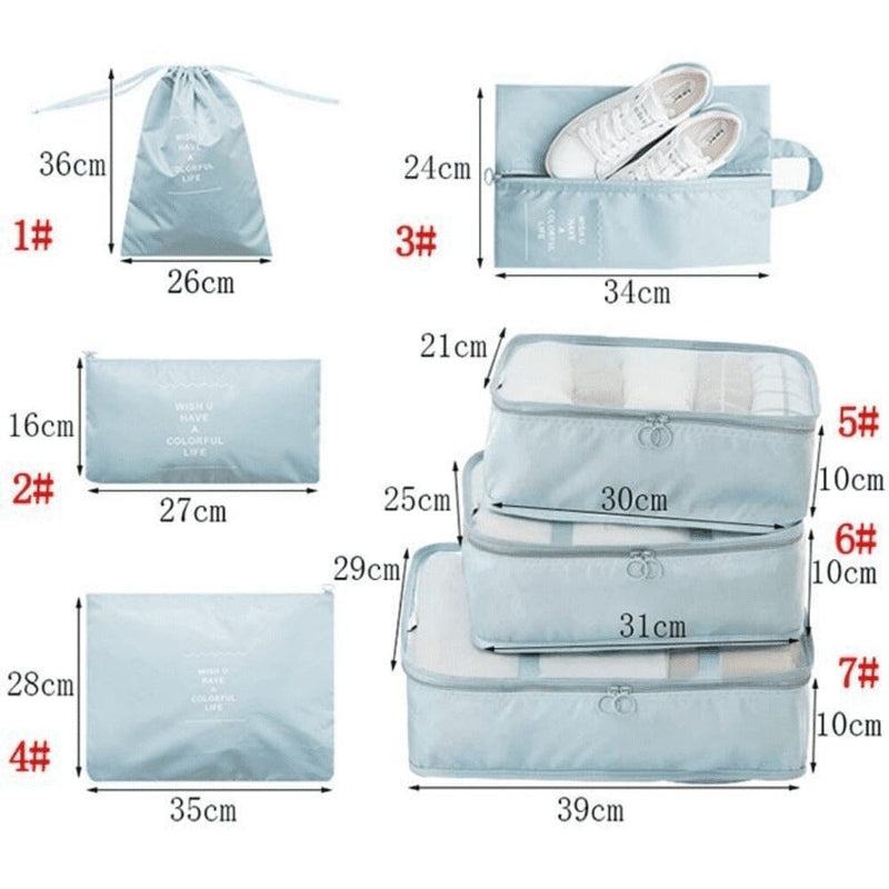 Kit de Bolsas Organizadoras Para Mala de Viagem STORAGE BAG 7 Peças