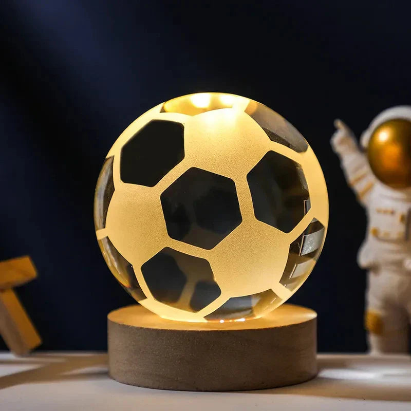 Luz Astro LED de Bola de Cristal 3D USB  com Galáxia e Projetos Planetários Luz Noturna