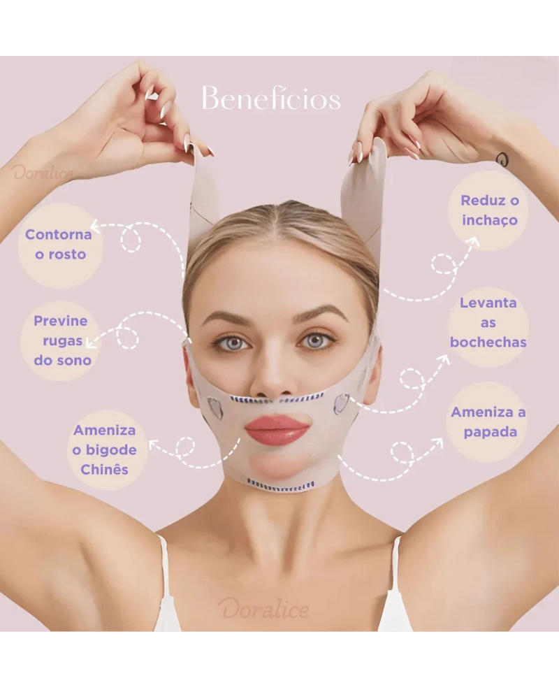 Máscara de Contorno Facial Suaviza Rugas e Papada Modela o Rosto