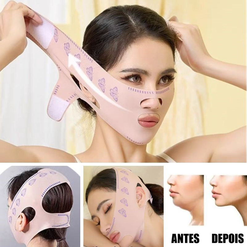 Máscara de Contorno Facial Suaviza Rugas e Papada Modela o Rosto