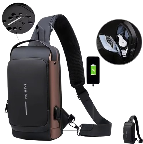Mochila Antifurto com Senha Multifuncional Carregamento Interno de Celular via USB