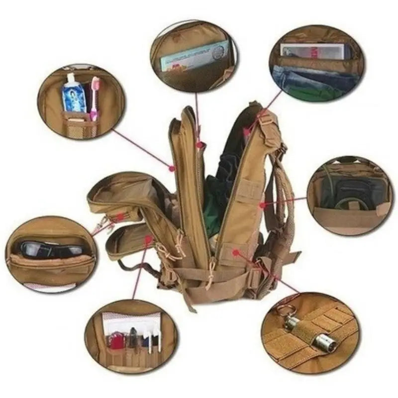 Mochila Tática Militar para Homens e Mulheres Escalada Caminhada Bolsa de Viagem 30L e 45L