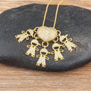 MomLove Pro Colar de Mãe com Filhos em Cristal Zircônia