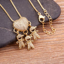 MomLove Pro Colar de Mãe com Filhos em Cristal Zircônia