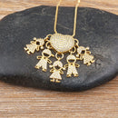 MomLove Pro Colar de Mãe com Filhos em Cristal Zircônia