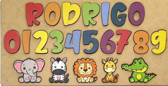 Nome Com Animais e Números Brinquedo Educativo  para Crianças