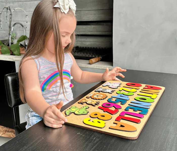 Nome Com Animais e Números Brinquedo Educativo  para Crianças