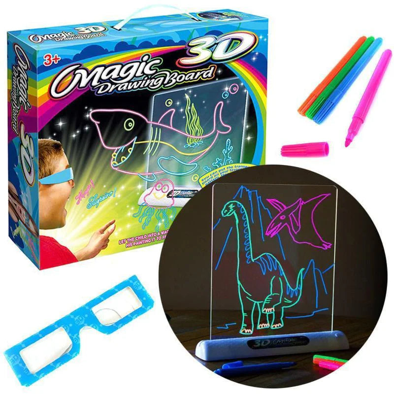 Prancheta Mágica de Desenho com Luz LED 3D Magic