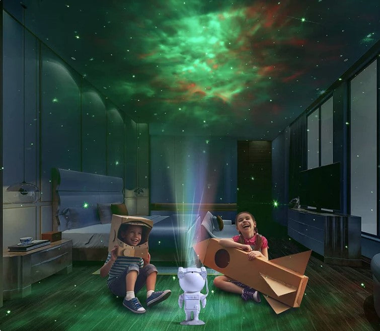 Projetor Astronauta Galaxy com Temporizador e Controle Remoto Branco
