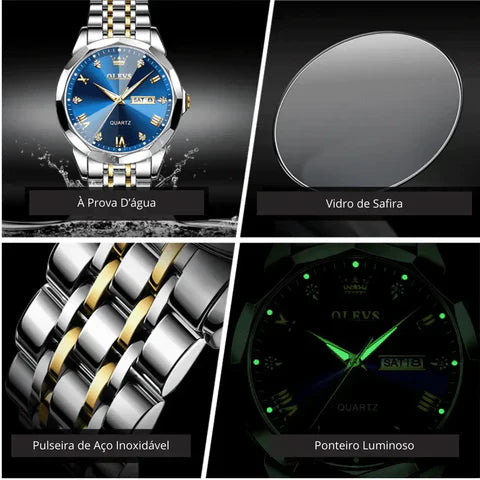 Relógio Masculino PREMIUM Luxury Olevs Sinta-se Estiloso Chique Elegante