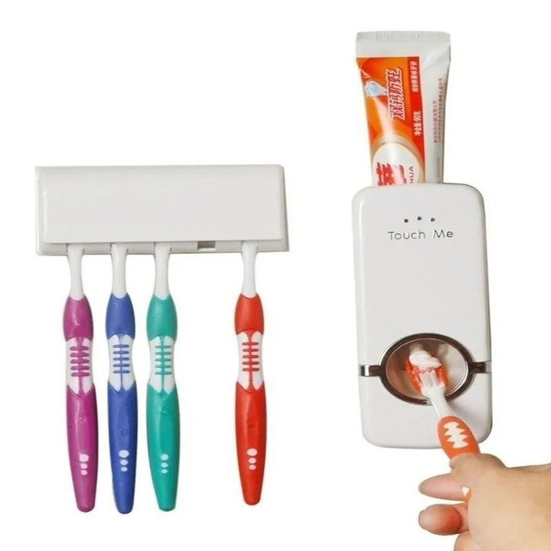 Suporte para Escovas Mais Dispenser Automático para Pasta de Dente