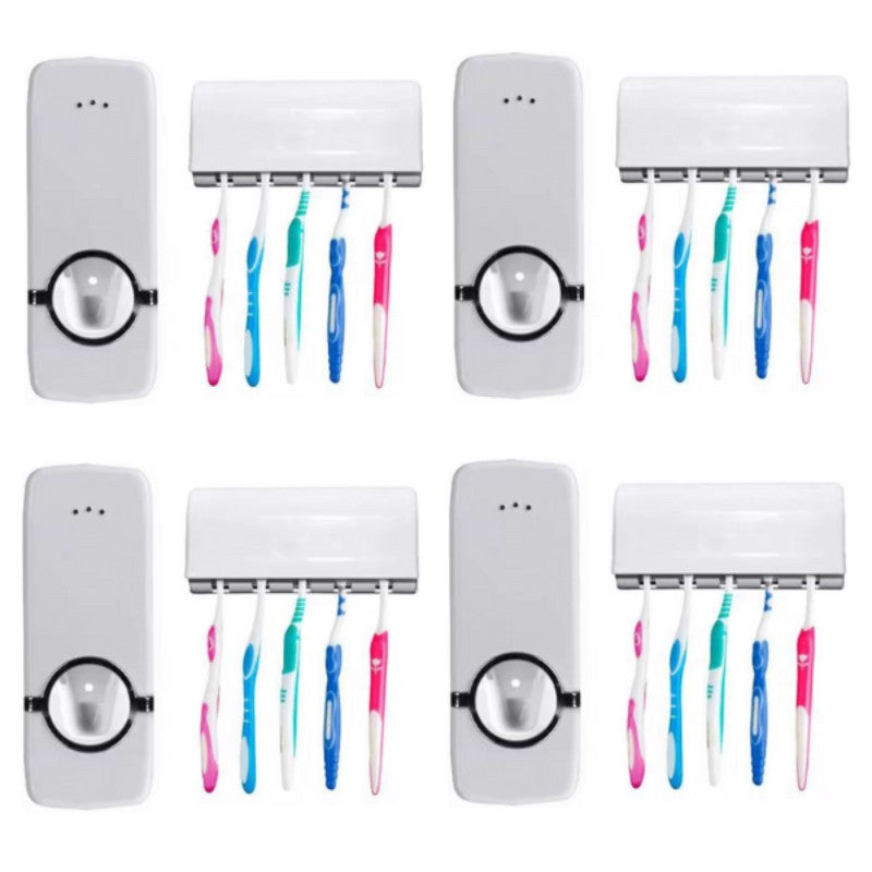 Suporte para Escovas Mais Dispenser Automático para Pasta de Dente
