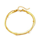 Tornozeleira Dupla de Malha e Aço inoxidável Folheada a Ouro Joia de Luxo